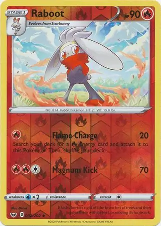 Raboot Reverse Holo Pokemon card from Sword & Shield