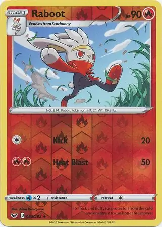 Raboot Reverse Holo Pokemon card from Sword & Shield