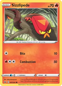 Sizzlipede Pokemon card from Sword & Shield