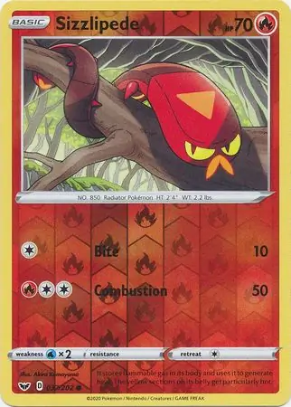 Sizzlipede Reverse Holo Pokemon card from Sword & Shield