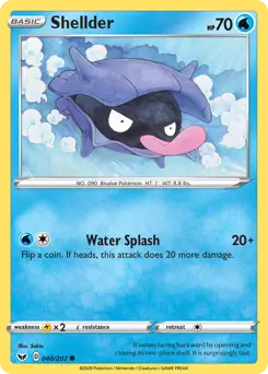 Shellder Pokemon card from Sword & Shield