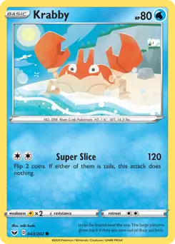 Krabby Pokemon card from Sword & Shield