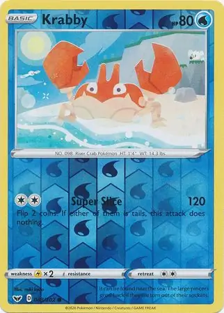 Krabby Reverse Holo Pokemon card from Sword & Shield