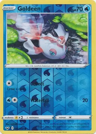 Goldeen Reverse Holo Pokemon card from Sword & Shield