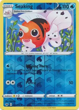 Seaking Reverse Holo Pokemon card from Sword & Shield