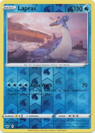 Lapras Reverse Holo Pokemon card from Sword & Shield