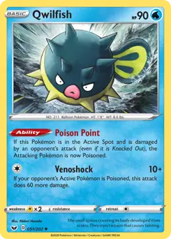 Qwilfish Pokemon card from Sword & Shield