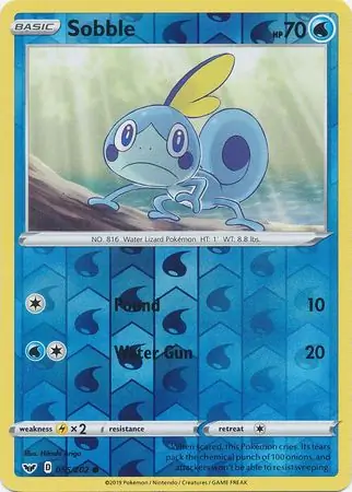 Sobble Reverse Holo Pokemon card from Sword & Shield