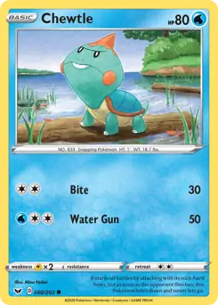 Chewtle Pokemon card from Sword & Shield