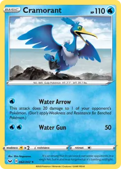 Cramorant Pokemon card from Sword & Shield