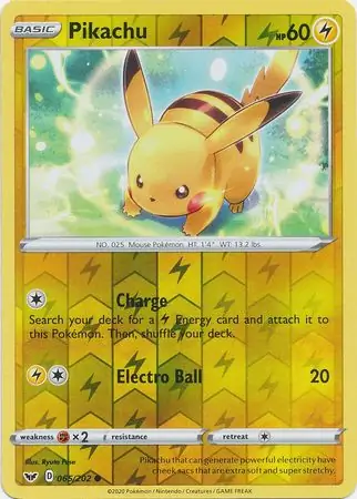 Pikachu Reverse Holo Pokemon card from Sword & Shield