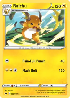 Raichu Pokemon card from Sword & Shield