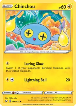 Chinchou Pokemon card from Sword & Shield