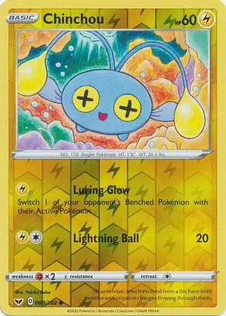 Chinchou Reverse Holo Pokemon card from Sword & Shield