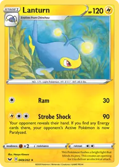 Lanturn Pokemon card from Sword & Shield