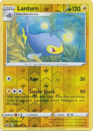 Lanturn Reverse Holo Pokemon card from Sword & Shield