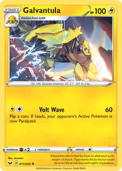 Galvantula Pokemon card from Sword & Shield