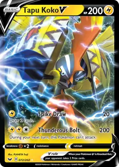 Tapu Koko V Pokemon card from Sword & Shield