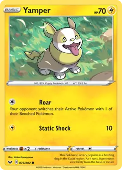 Yamper Pokemon card from Sword & Shield