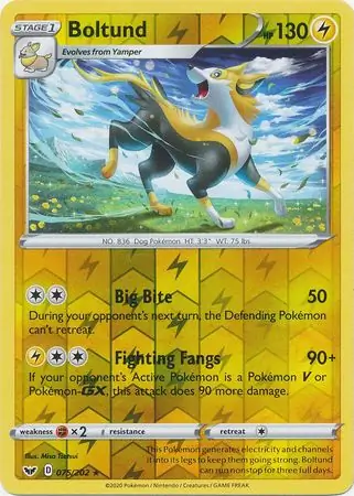 Boltund Reverse Holo Pokemon card from Sword & Shield