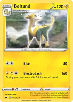 Boltund Pokemon card from Sword & Shield