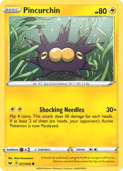 Pincurchin Pokemon card from Sword & Shield