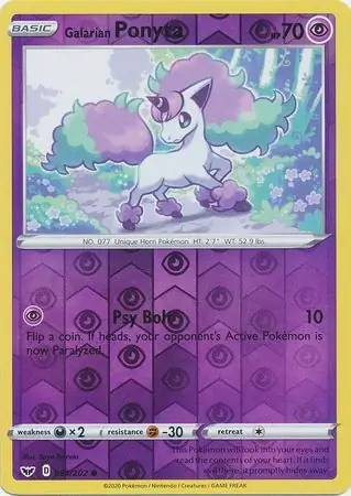 Galarian Ponyta Reverse Holo Pokemon card from Sword & Shield