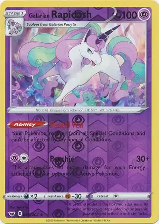 Galarian Rapidash Reverse Holo Pokemon card from Sword & Shield