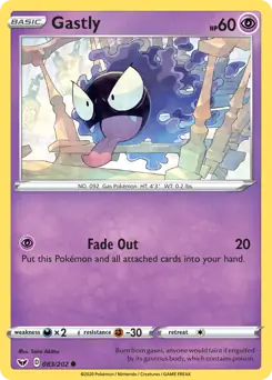 Gastly Pokemon card from Sword & Shield