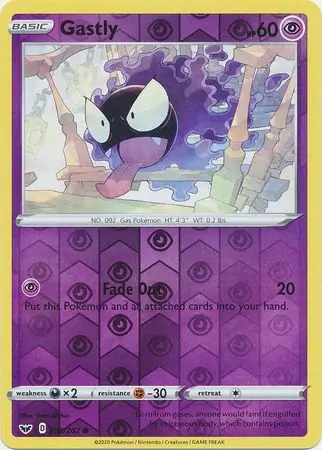 Gastly Reverse Holo Pokemon card from Sword & Shield