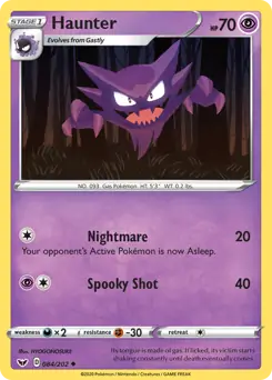 Haunter Pokemon card from Sword & Shield