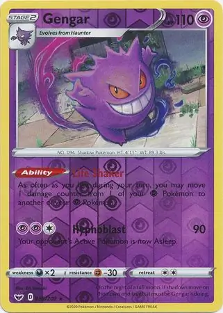 Gengar Reverse Holo Pokemon card from Sword & Shield