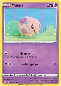 Munna Pokemon card from Sword & Shield