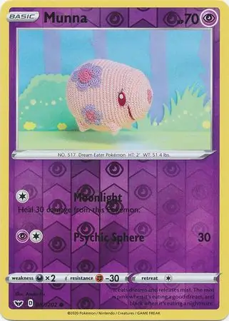 Munna Reverse Holo Pokemon card from Sword & Shield