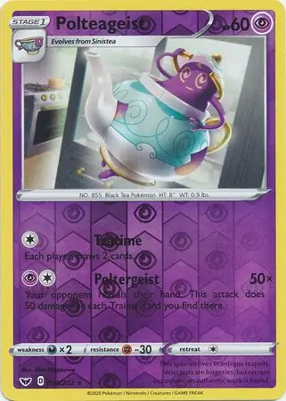 Polteageist Reverse Holo Pokemon card from Sword & Shield