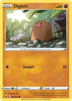 Diglett Pokemon card from Sword & Shield