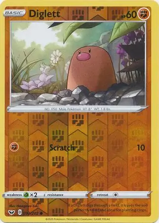 Diglett Reverse Holo Pokemon card from Sword & Shield