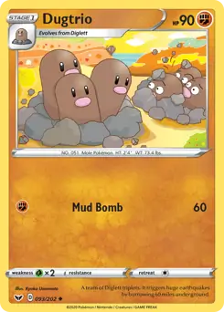 Dugtrio Pokemon card from Sword & Shield