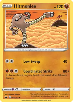 Hitmonlee Pokemon card from Sword & Shield
