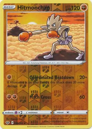 Hitmonchan Reverse Holo Pokemon card from Sword & Shield