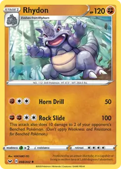 Rhydon Pokemon card from Sword & Shield