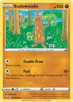 Sudowoodo Pokemon card from Sword & Shield