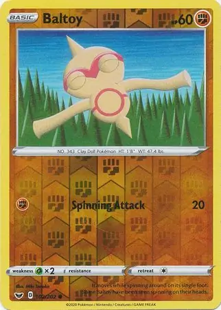 Baltoy Reverse Holo Pokemon card from Sword & Shield