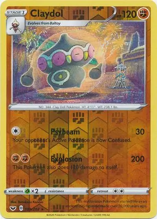 Claydol Reverse Holo Pokemon card from Sword & Shield