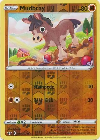 Mudbray Reverse Holo Pokemon card from Sword & Shield