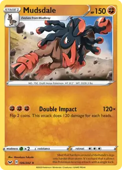 Mudsdale Pokemon card from Sword & Shield