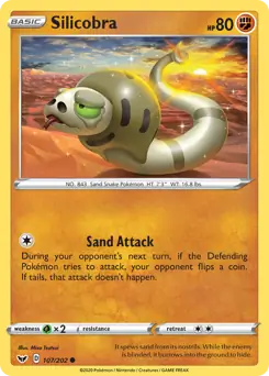 Silicobra Pokemon card from Sword & Shield
