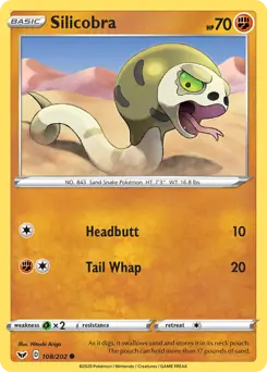 Silicobra Pokemon card from Sword & Shield