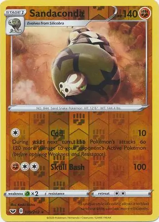 Sandaconda Reverse Holo Pokemon card from Sword & Shield