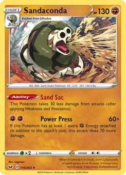 Sandaconda Pokemon card from Sword & Shield